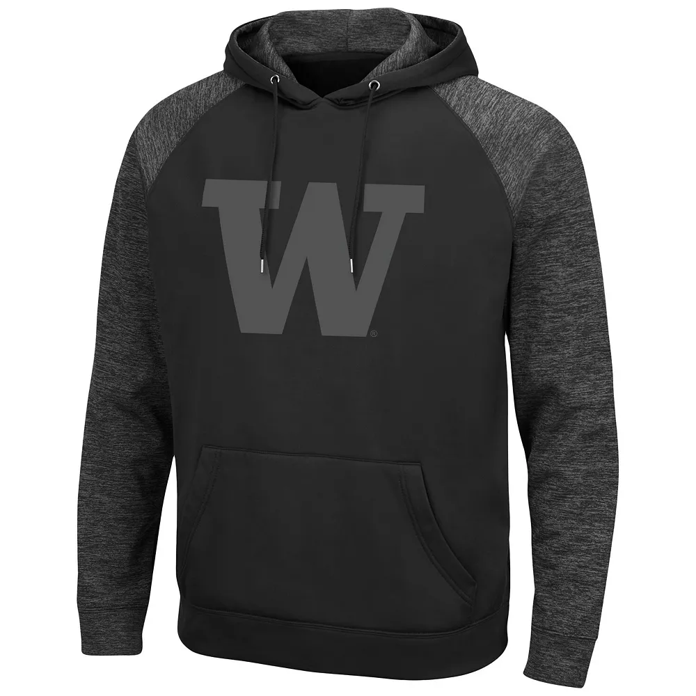 Men's Colosseum Black Washington Huskies Blackout 3.0 Tonal Raglan Pullover Hoodie 3 Men's Colosseum Black Washington Huskies Blackout 3.0 Tonal Raglan Pullover Hoodie - Image 3