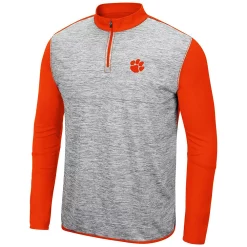 Men's Colosseum Heathered Gray/Orange Clemson Tigers Prospect Quarter-Zip Jacket -Colosseum shop 5385945 ALT2