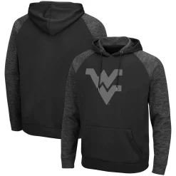 Men's Colosseum Black West Virginia Mountaineers Blackout 3.0 Tonal Raglan Pullover Hoodie