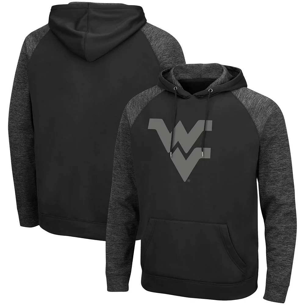 Men's Colosseum Black West Virginia Mountaineers Blackout 3.0 Tonal Raglan Pullover Hoodie 1 Men's Colosseum Black West Virginia Mountaineers Blackout 3.0 Tonal Raglan Pullover Hoodie