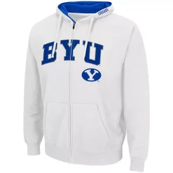 Men's Colosseum White BYU Cougars Arch & Logo 3.0 Full-Zip Hoodie -Colosseum shop 5386983 ALT2