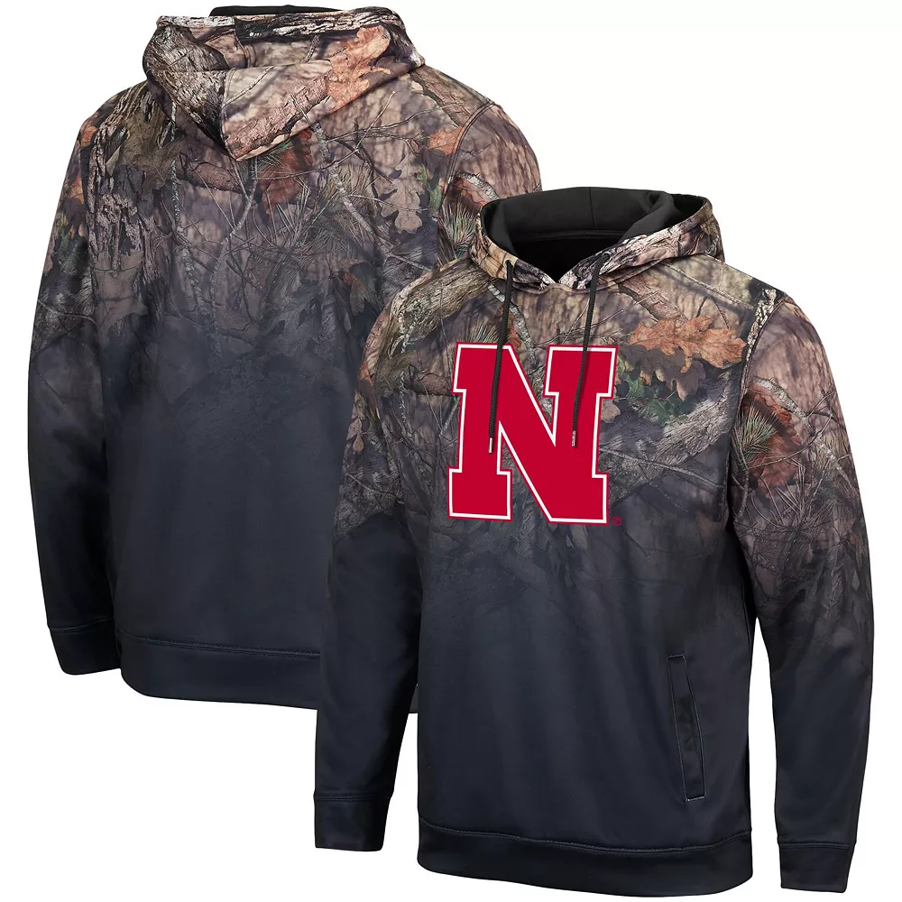 Men's Colosseum Black Nebraska Huskers Mossy Oak Pullover Hoodie 2 Men's Colosseum Black Nebraska Huskers Mossy Oak Pullover Hoodie - Image 2