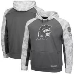 Men's Colosseum Gray/Arctic Camo USC Trojans OHT Military Appreciation Tonal Raglan Pullover Hoodie