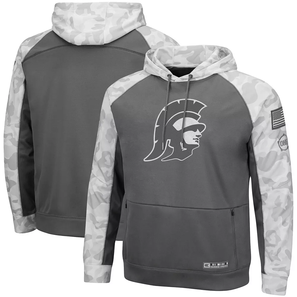 Men's Colosseum Gray/Arctic Camo USC Trojans OHT Military Appreciation Tonal Raglan Pullover Hoodie 1 Men's Colosseum Gray/Arctic Camo USC Trojans OHT Military Appreciation Tonal Raglan Pullover Hoodie