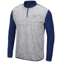 Men's Colosseum Gray/Navy Georgia Tech Yellow Jackets Prospect Space-Dye Quarter-Zip Jacket -Colosseum shop 5390123 ALT2