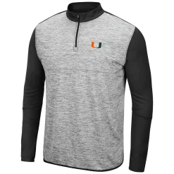 Men's Colosseum Gray/Black Miami Hurricanes Prospect Space-Dye Quarter-Zip Jacket -Colosseum shop 5390215 ALT2