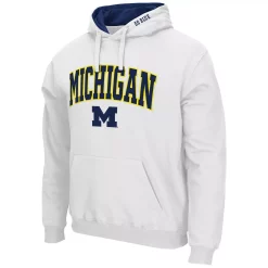 Men's Colosseum White Michigan Wolverines Arch & Logo 3.0 Pullover Hoodie -Colosseum shop 5391301 ALT2