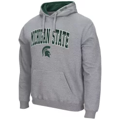 Men's Colosseum Heathered Gray Michigan State Spartans Arch & Logo 3.0 Pullover Hoodie 5 Men's Colosseum Heathered Gray Michigan State Spartans Arch & Logo 3.0 Pullover Hoodie -Colosseum shop 5392023 ALT2