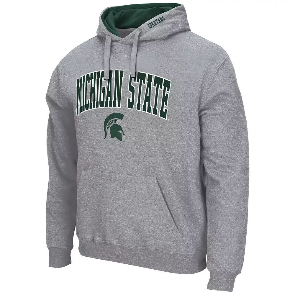 Men's Colosseum Heathered Gray Michigan State Spartans Arch & Logo 3.0 Pullover Hoodie 3 Men's Colosseum Heathered Gray Michigan State Spartans Arch & Logo 3.0 Pullover Hoodie - Image 3