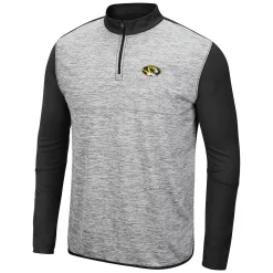 Men's Colosseum Heathered Gray/Black Missouri Tigers Prospect Quarter-Zip Jacket -Colosseum shop 5399437 ALT2