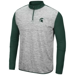 Men's Colosseum Heathered Gray/Green Michigan State Spartans Prospect Quarter-Zip Jacket -Colosseum shop 5399800 ALT2