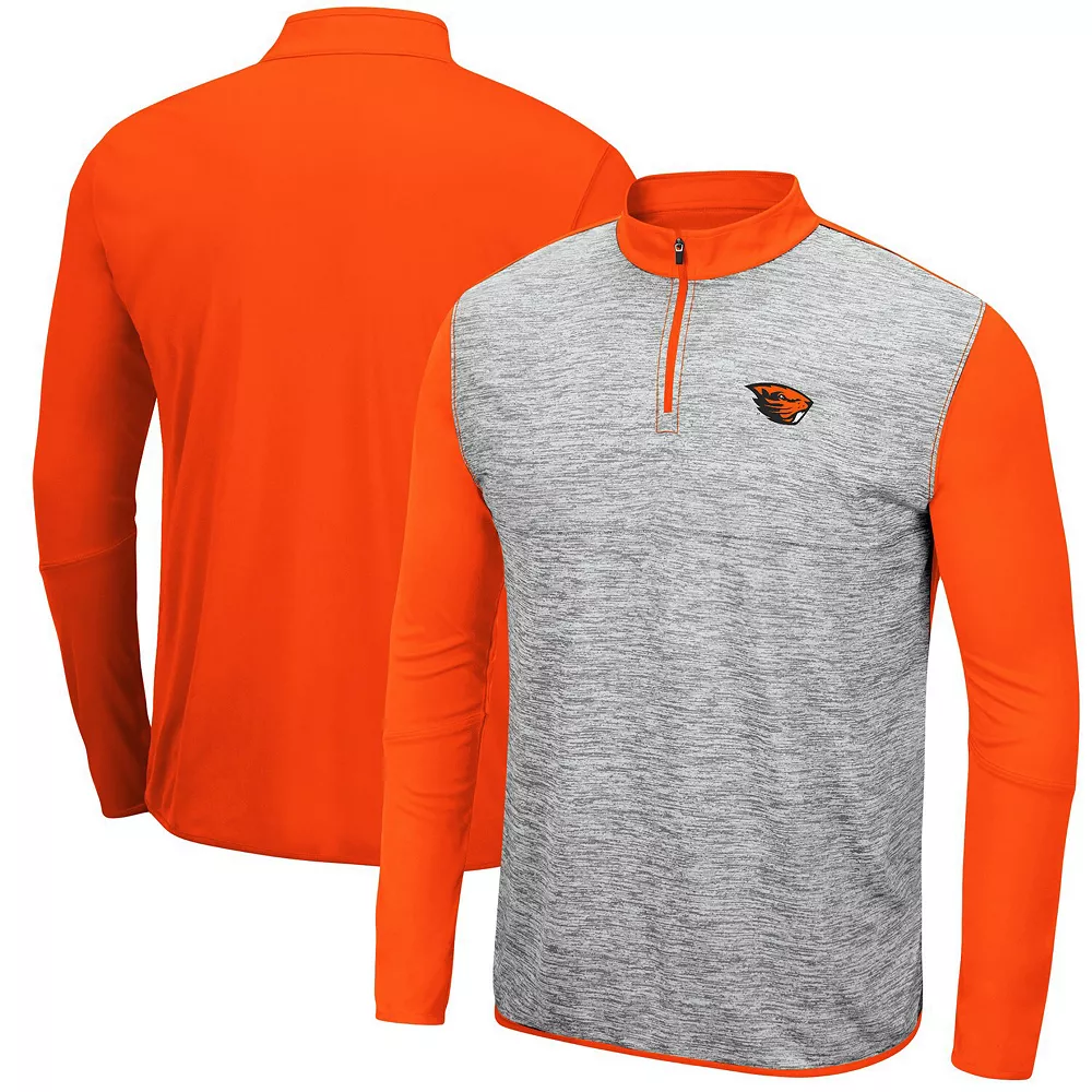 Men's Colosseum Heathered Gray/Orange Oregon State Beavers Prospect Quarter-Zip Jacket 1 Men's Colosseum Heathered Gray/Orange Oregon State Beavers Prospect Quarter-Zip Jacket