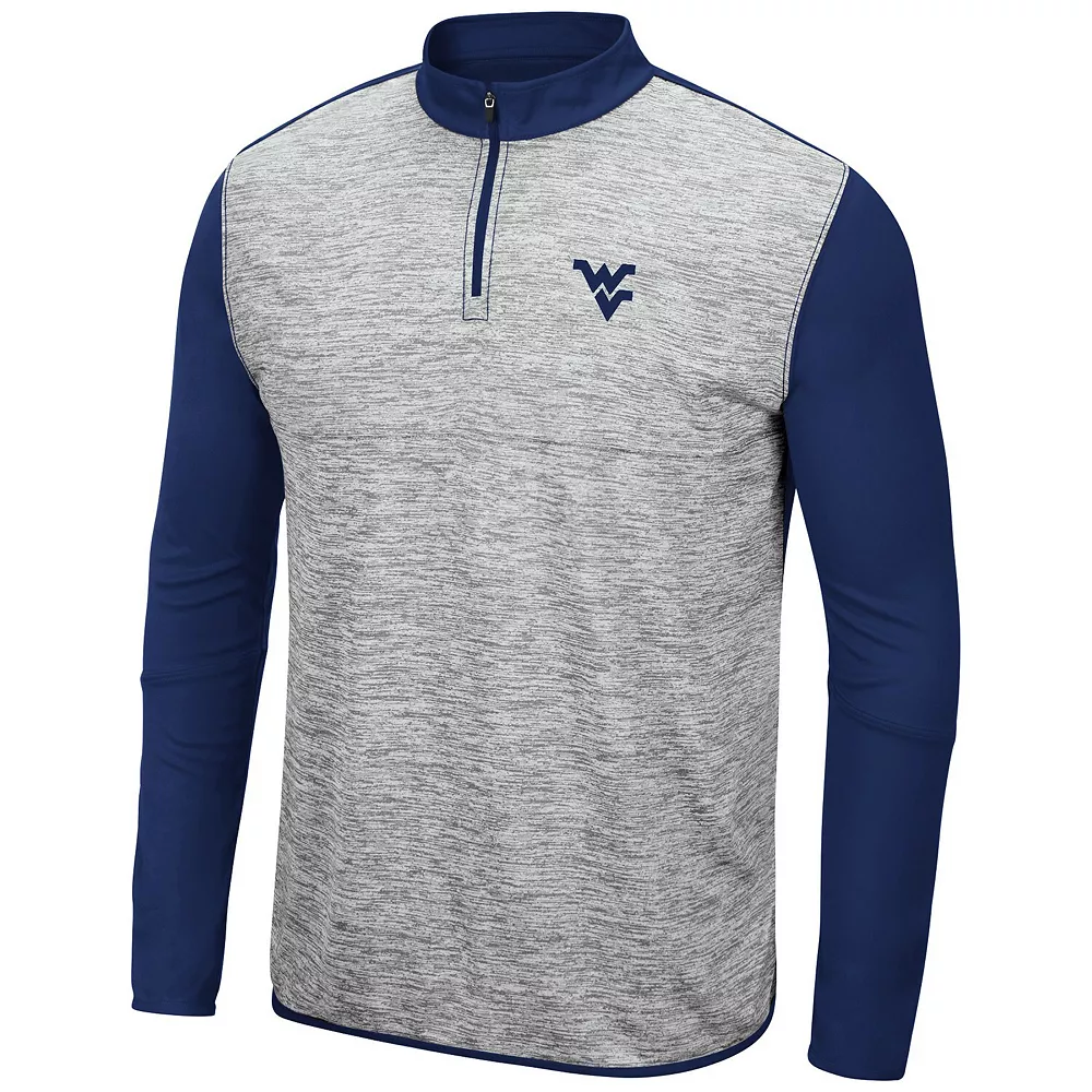Men's Colosseum Heathered Gray/Navy West Virginia Mountaineers Prospect Quarter-Zip Jacket 3 Men's Colosseum Heathered Gray/Navy West Virginia Mountaineers Prospect Quarter-Zip Jacket - Image 3