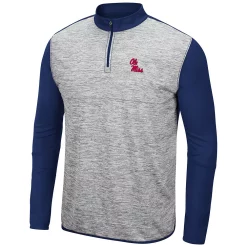Men's Colosseum Heathered Gray/Navy Ole Miss Rebels Prospect Quarter-Zip Jacket -Colosseum shop 5400232 ALT2