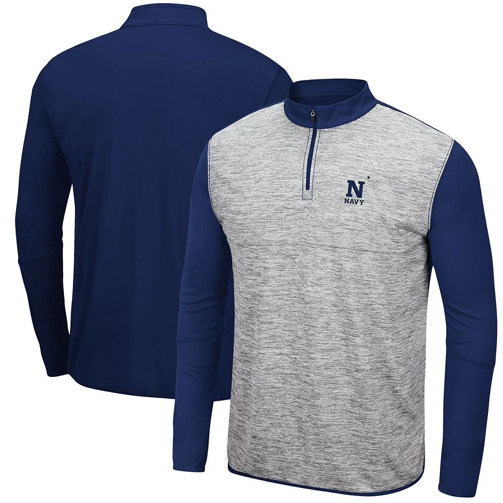 Men's Colosseum Heathered Gray/Navy Navy Midshipmen Prospect Quarter-Zip Jacket 2 Men's Colosseum Heathered Gray/Navy Navy Midshipmen Prospect Quarter-Zip Jacket - Image 2