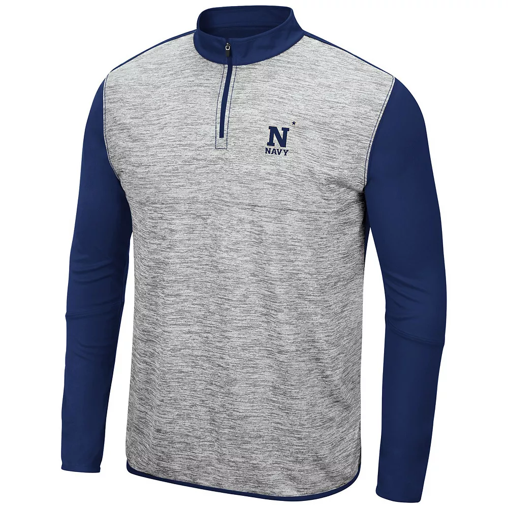 Men's Colosseum Heathered Gray/Navy Navy Midshipmen Prospect Quarter-Zip Jacket 3 Men's Colosseum Heathered Gray/Navy Navy Midshipmen Prospect Quarter-Zip Jacket - Image 3