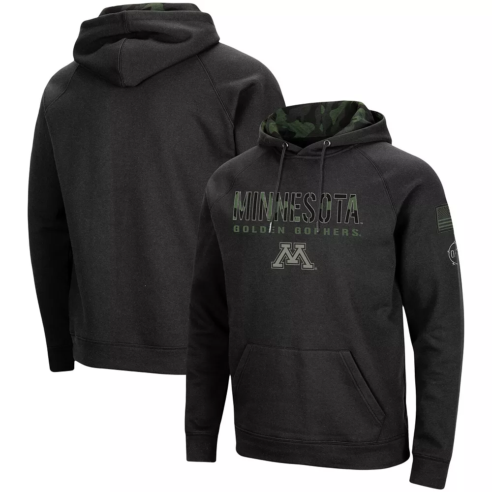 Men's Colosseum Black Minnesota Golden Gophers OHT Big & Tall Raglan Pullover Hoodie 1 Men's Colosseum Black Minnesota Golden Gophers OHT Big & Tall Raglan Pullover Hoodie