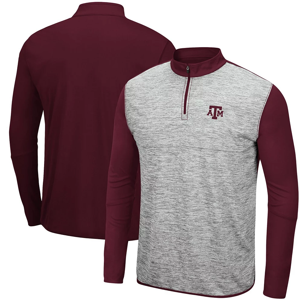 Men's Colosseum Heathered Gray/Maroon Texas A&M Aggies Prospect Quarter-Zip Jacket 2 Men's Colosseum Heathered Gray/Maroon Texas A&M Aggies Prospect Quarter-Zip Jacket - Image 2