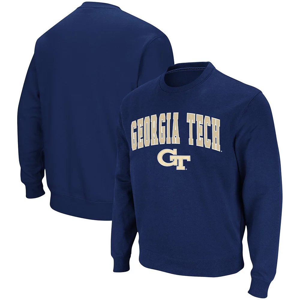 Men's Colosseum Navy Georgia Tech Yellow Jackets Team Arch & Logo Tackle Twill Pullover Sweatshirt 1 Men's Colosseum Navy Georgia Tech Yellow Jackets Team Arch & Logo Tackle Twill Pullover Sweatshirt
