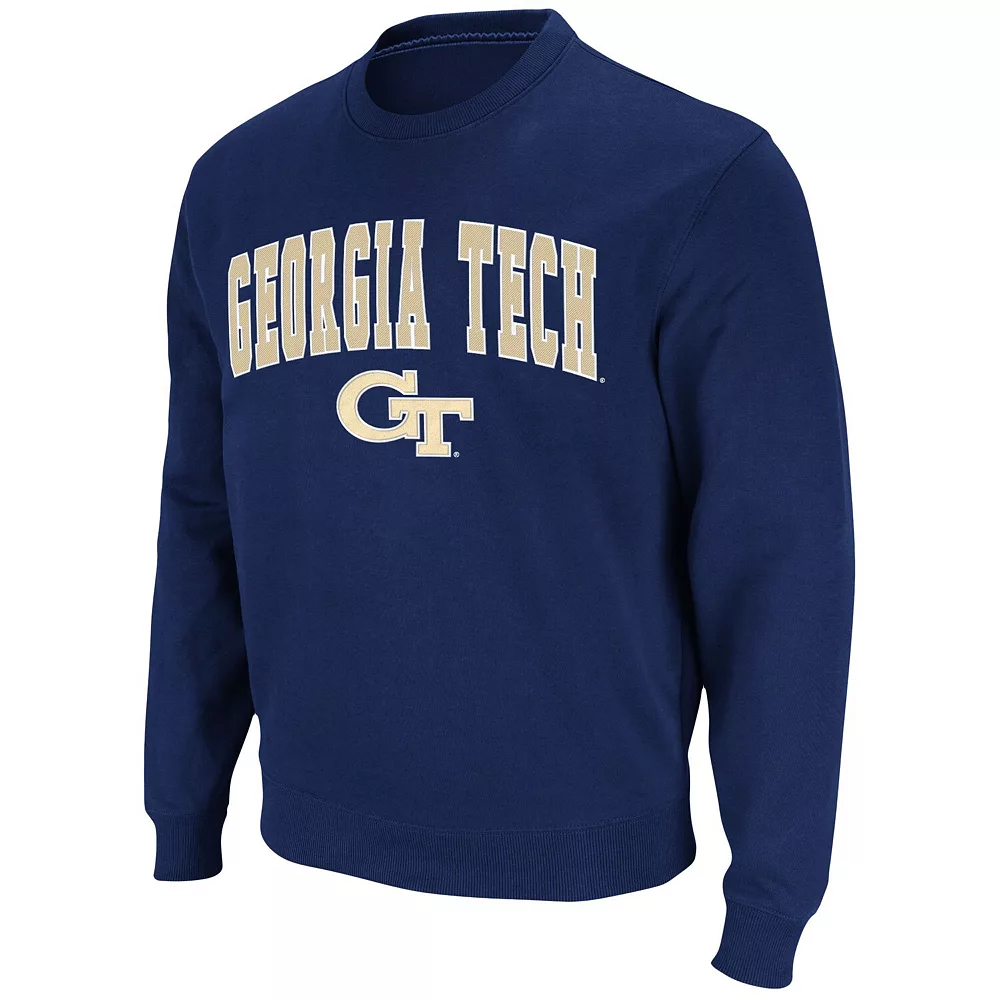 Men's Colosseum Navy Georgia Tech Yellow Jackets Team Arch & Logo Tackle Twill Pullover Sweatshirt 3 Men's Colosseum Navy Georgia Tech Yellow Jackets Team Arch & Logo Tackle Twill Pullover Sweatshirt - Image 3