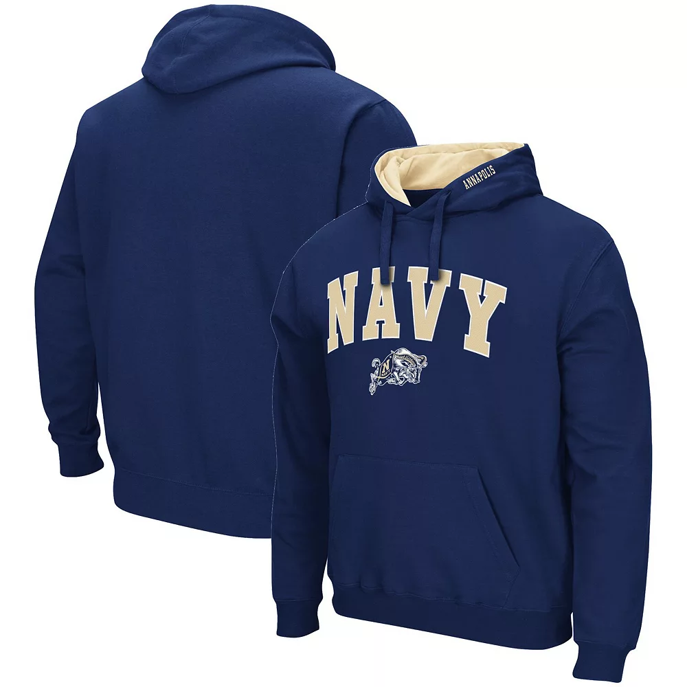Men's Colosseum Navy Navy Midshipmen Arch & Logo 3.0 Pullover Hoodie 1 Men's Colosseum Navy Navy Midshipmen Arch & Logo 3.0 Pullover Hoodie