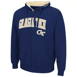 Men's Colosseum Navy Georgia Tech Yellow Jackets Arch & Logo 3.0 Full-Zip Hoodie -Colosseum shop 5402891 ALT2