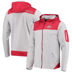 Men's Colosseum Heathered Gray/Scarlet Ohio State Buckeyes Schwartz Full-Zip Hoodie Jacket -Colosseum shop 5414603 ALT