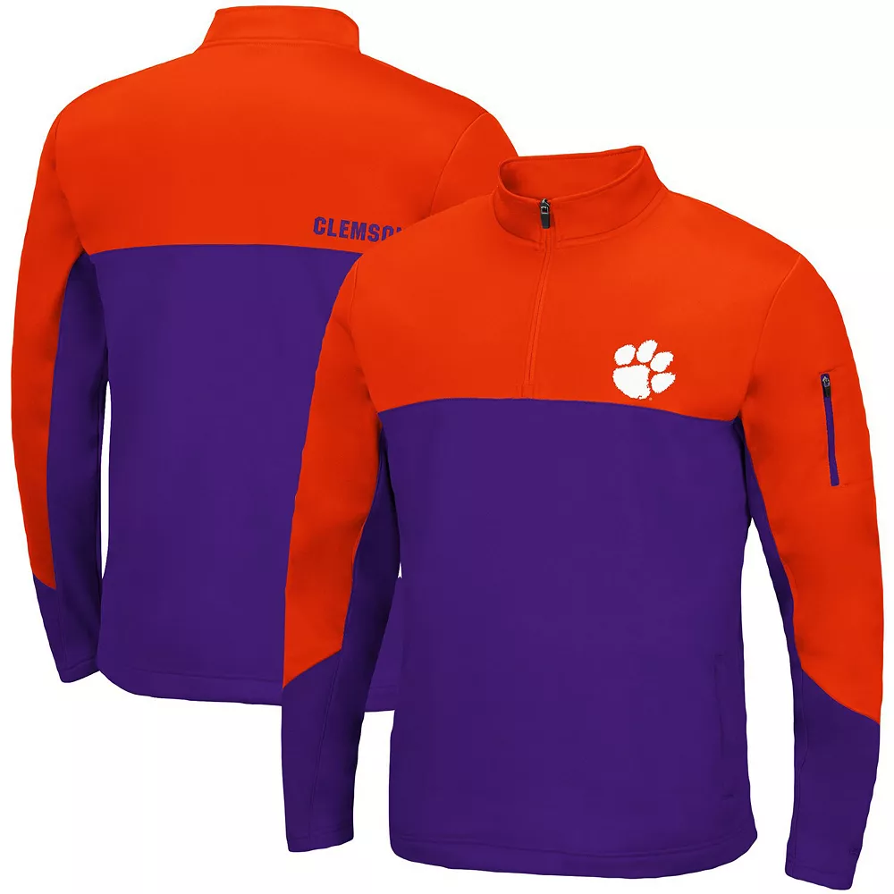 Men's Colosseum Orange/Purple Clemson Tigers Triple Dog Dare Quarter-Zip Jacket 1 Men's Colosseum Orange/Purple Clemson Tigers Triple Dog Dare Quarter-Zip Jacket