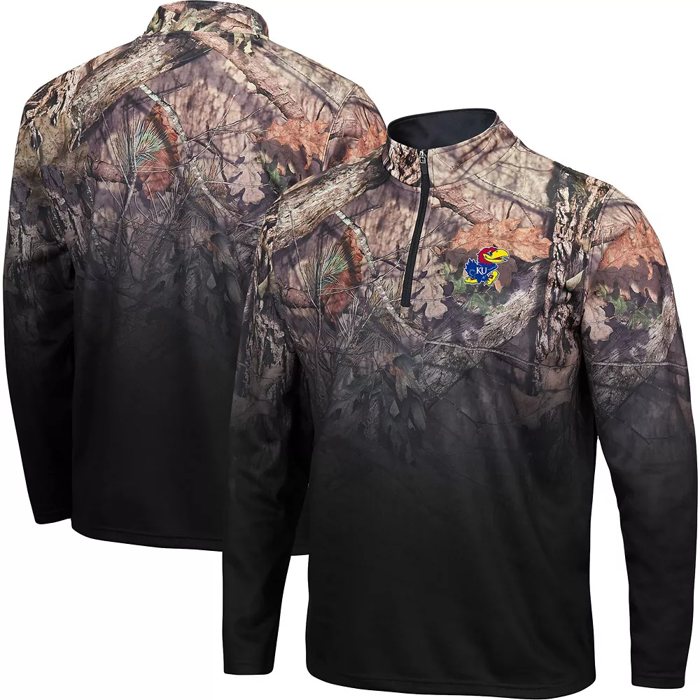 Men's Colosseum Black Kansas Jayhawks Mossy Oak Fleet II Quarter-Zip Jacket 2 Men's Colosseum Black Kansas Jayhawks Mossy Oak Fleet II Quarter-Zip Jacket - Image 2