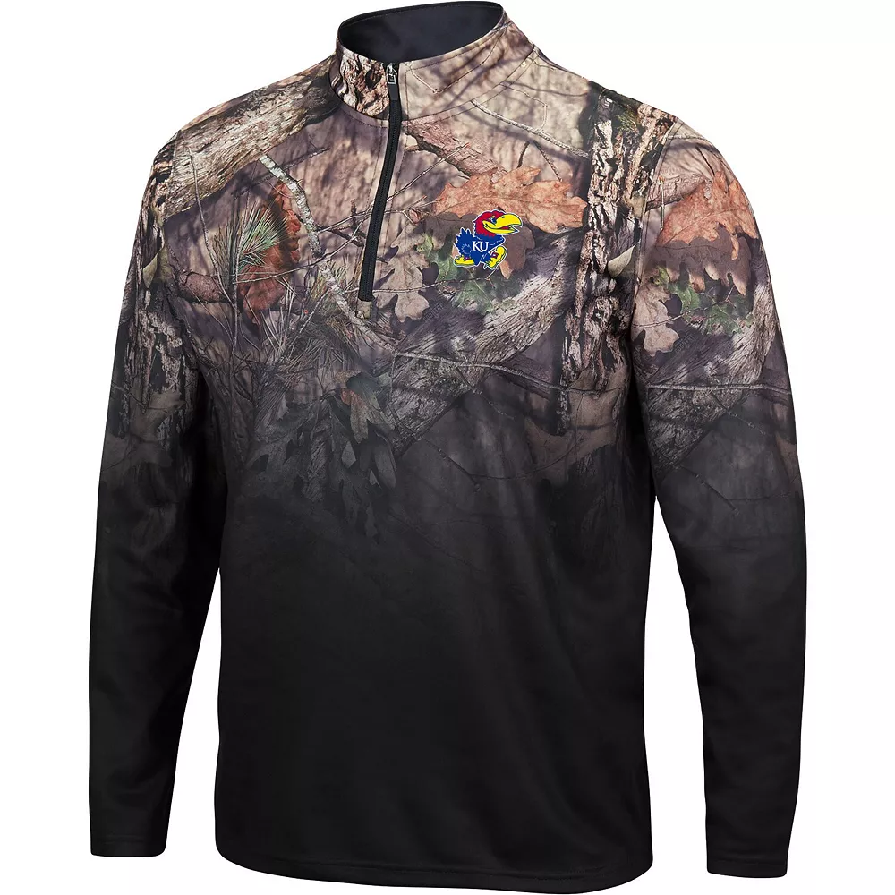 Men's Colosseum Black Kansas Jayhawks Mossy Oak Fleet II Quarter-Zip Jacket 3 Men's Colosseum Black Kansas Jayhawks Mossy Oak Fleet II Quarter-Zip Jacket - Image 3