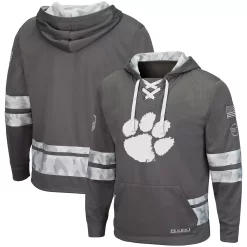 Men's Colosseum Gray Clemson Tigers OHT Military Appreciation Lace-Up Pullover Hoodie