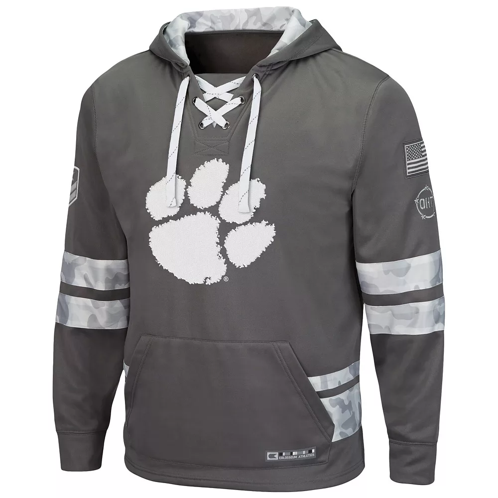 Men's Colosseum Gray Clemson Tigers OHT Military Appreciation Lace-Up Pullover Hoodie 3 Men's Colosseum Gray Clemson Tigers OHT Military Appreciation Lace-Up Pullover Hoodie - Image 3