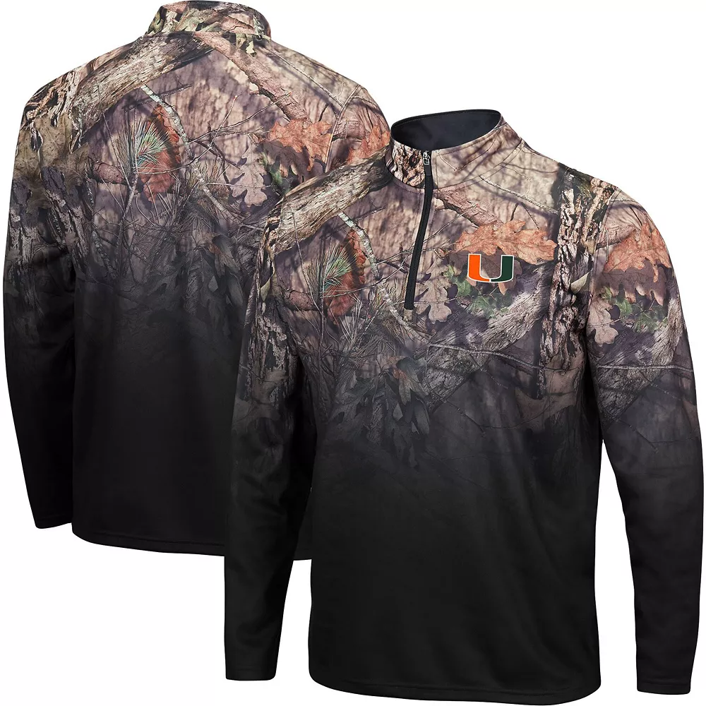 Men's Colosseum Black Miami Hurricanes Mossy Oak Fleet II Quarter-Zip Jacket 2 Men's Colosseum Black Miami Hurricanes Mossy Oak Fleet II Quarter-Zip Jacket - Image 2