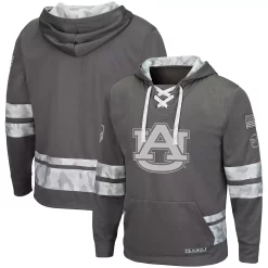 Men's Colosseum Gray Auburn Tigers OHT Military Appreciation Lace-Up Pullover Hoodie