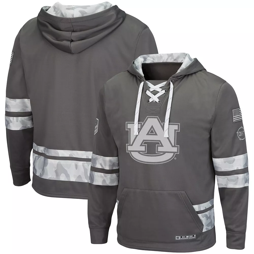 Men's Colosseum Gray Auburn Tigers OHT Military Appreciation Lace-Up Pullover Hoodie 2 Men's Colosseum Gray Auburn Tigers OHT Military Appreciation Lace-Up Pullover Hoodie - Image 2