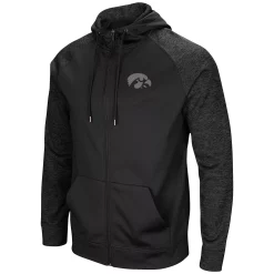 Men's Colosseum Black Iowa Hawkeyes Blackout 3.0 Tonal Raglan Full-Zip Hoodie -Colosseum shop 5418404 ALT2