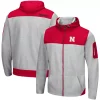Men's Colosseum Heathered Gray/Scarlet Nebraska Huskers Schwartz Full-Zip Hoodie