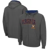 Men's Colosseum Charcoal Virginia Cavaliers Arch & Logo 3.0 Full-Zip Hoodie