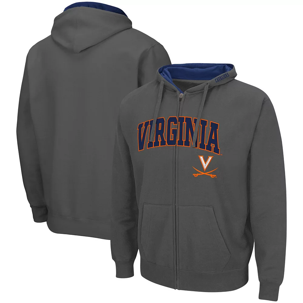 Men's Colosseum Charcoal Virginia Cavaliers Arch & Logo 3.0 Full-Zip Hoodie 2 Men's Colosseum Charcoal Virginia Cavaliers Arch & Logo 3.0 Full-Zip Hoodie - Image 2
