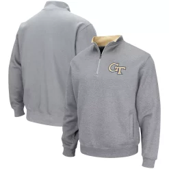 Men's Colosseum Heathered Gray GA Tech Yellow Jackets Tortugas Team Logo Quarter-Zip Jacket