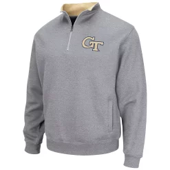 Men's Colosseum Heathered Gray GA Tech Yellow Jackets Tortugas Team Logo Quarter-Zip Jacket -Colosseum shop 5423592 ALT2