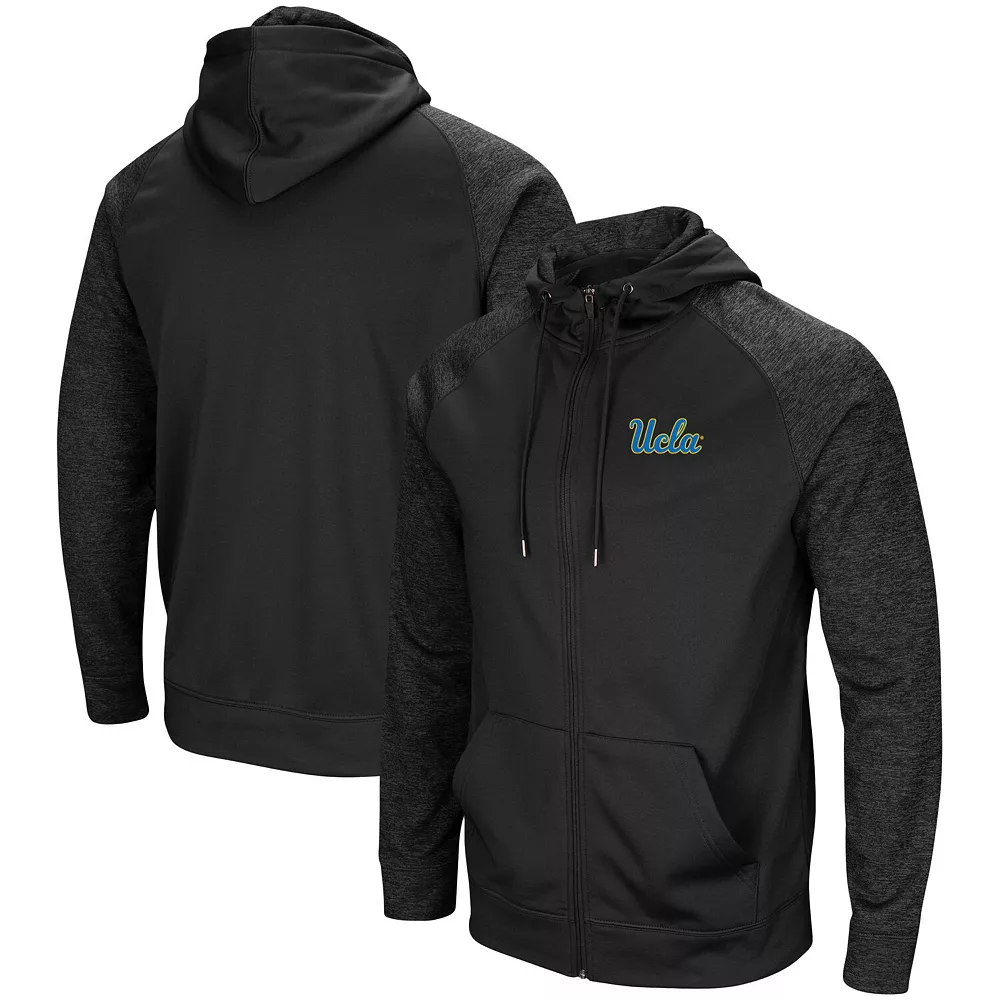 Men's Colosseum Black UCLA Bruins Blackout 3.0 Tonal Raglan Full-Zip Hoodie 1 Men's Colosseum Black UCLA Bruins Blackout 3.0 Tonal Raglan Full-Zip Hoodie