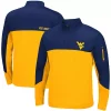 Men's Colosseum Navy/Gold West Virginia Mountaineers Triple Dog Dare Quarter-Zip Jacket