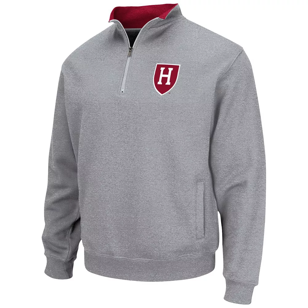 Men's Colosseum Heathered Gray Harvard Crimson Tortugas Team Logo Quarter-Zip Jacket 2 Men's Colosseum Heathered Gray Harvard Crimson Tortugas Team Logo Quarter-Zip Jacket - Image 2