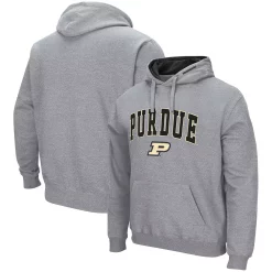 Men's Colosseum Heathered Gray Purdue Boilermakers Arch & Logo 3.0 Pullover Hoodie