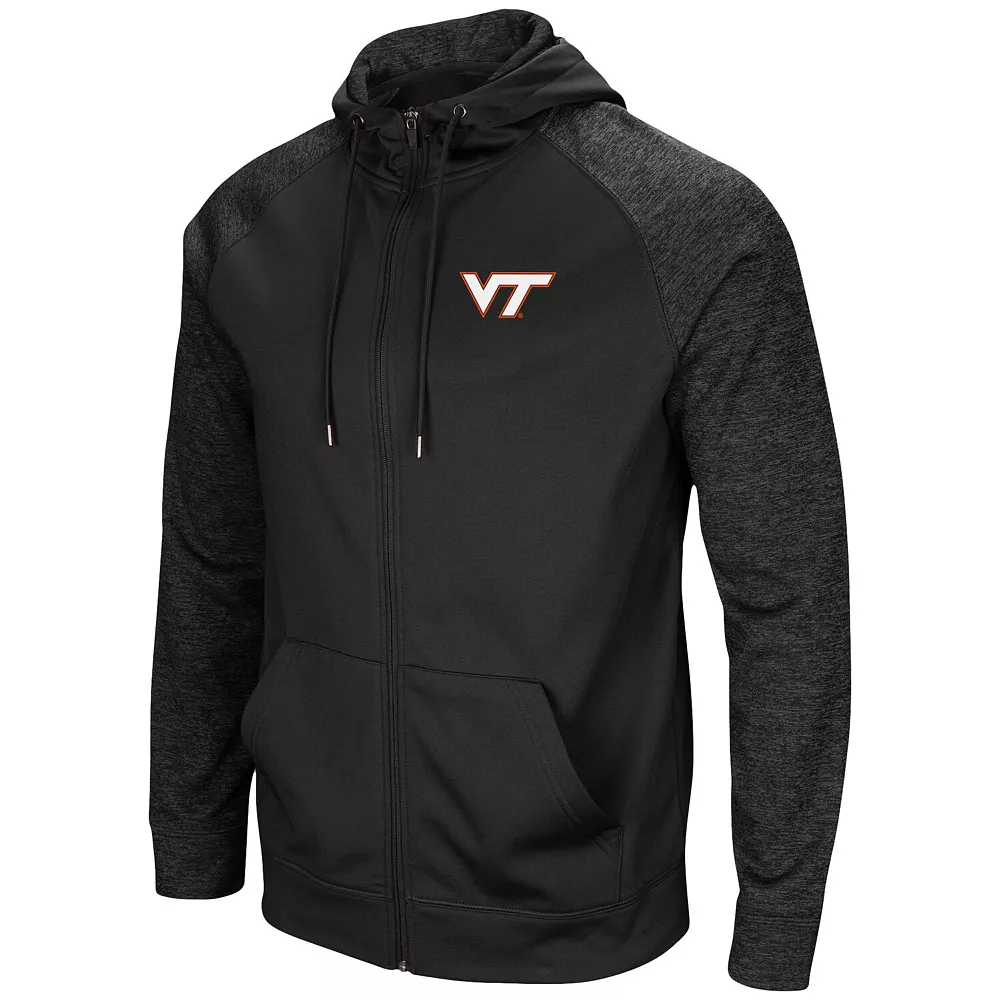 Men's Colosseum Black Virginia Tech Hokies Blackout 3.0 Tonal Raglan Full-Zip Hoodie 3 Men's Colosseum Black Virginia Tech Hokies Blackout 3.0 Tonal Raglan Full-Zip Hoodie - Image 3