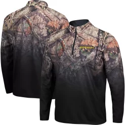Men's Colosseum Black Oregon Ducks Mossy Oak Fleet II Quarter-Zip Jacket