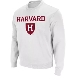 Men's Colosseum White Harvard Crimson Team Arch & Logo Tackle Twill Pullover Sweatshirt -Colosseum shop 5425919 ALT2