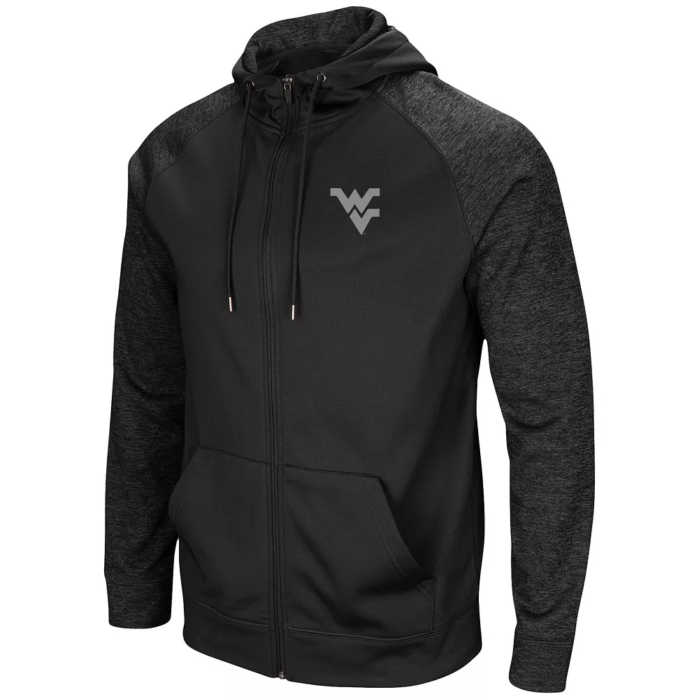 Men's Colosseum Black West Virginia Mountaineers Blackout 3.0 Tonal Raglan Full-Zip Hoodie 3 Men's Colosseum Black West Virginia Mountaineers Blackout 3.0 Tonal Raglan Full-Zip Hoodie - Image 3