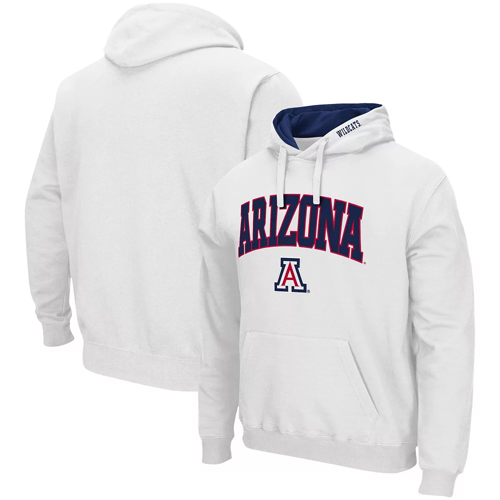 Men's Colosseum White Arizona Wildcats Arch & Logo 3.0 Pullover Hoodie 2 Men's Colosseum White Arizona Wildcats Arch & Logo 3.0 Pullover Hoodie - Image 2